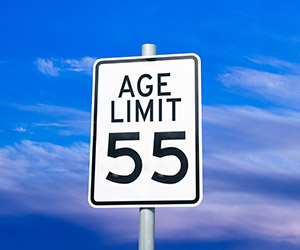 Age limit sign reading "55"